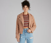 Cozy Always Faux Sherpa Moto Jacket ladies-street